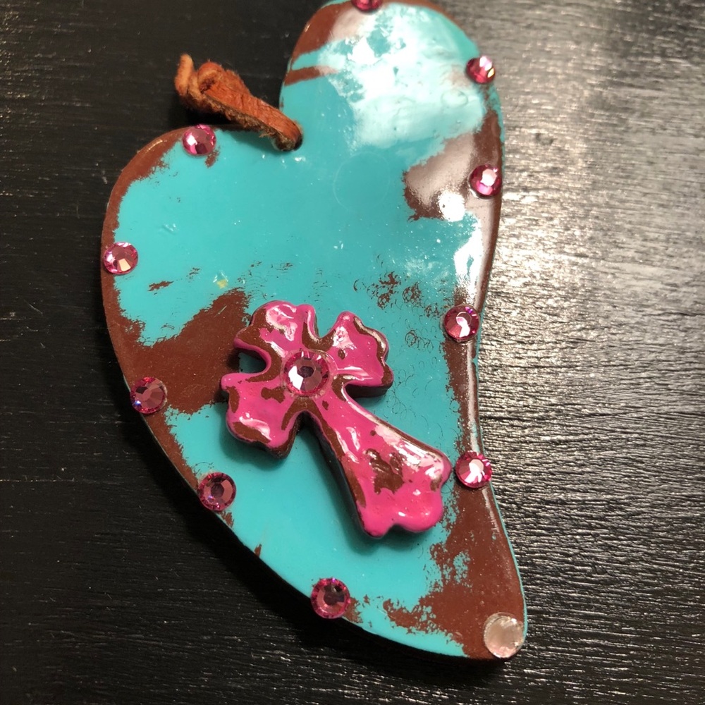 Perfect Gift Turquoise and pink heart pendant